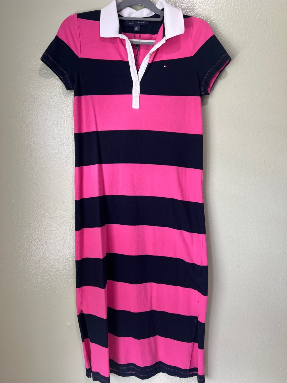 Tommy Hilfiger Hot Pink & Navy Striped Polo Dress